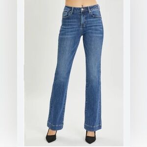 RISEN High-Rise Waist Bootcut Flare Mom Jeans Denim Pants